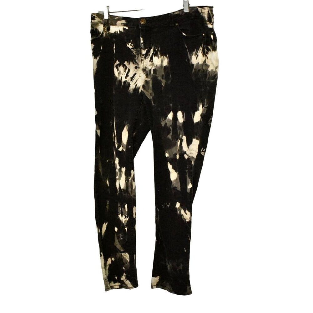 Women's LC Lauren Conrad Black Custom Bleach Dye Straight Leg Jeans Size 16